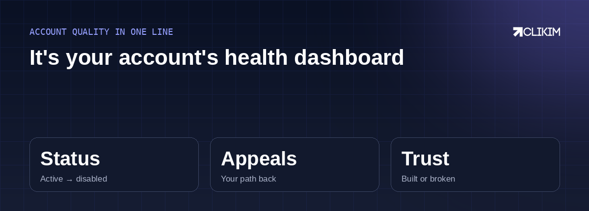 Account Quality reflects trust you build slowly and can break fast — starting from a high-trust account skips the fight.