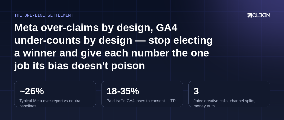 Both dashboards are witnesses with agendas — the framework cross-examines instead of electing.