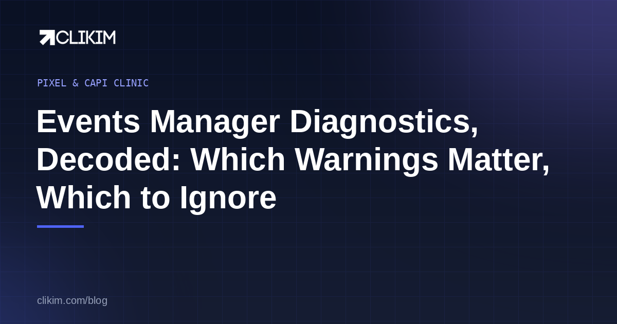 Meta Events Manager diagnostics warnings triage table