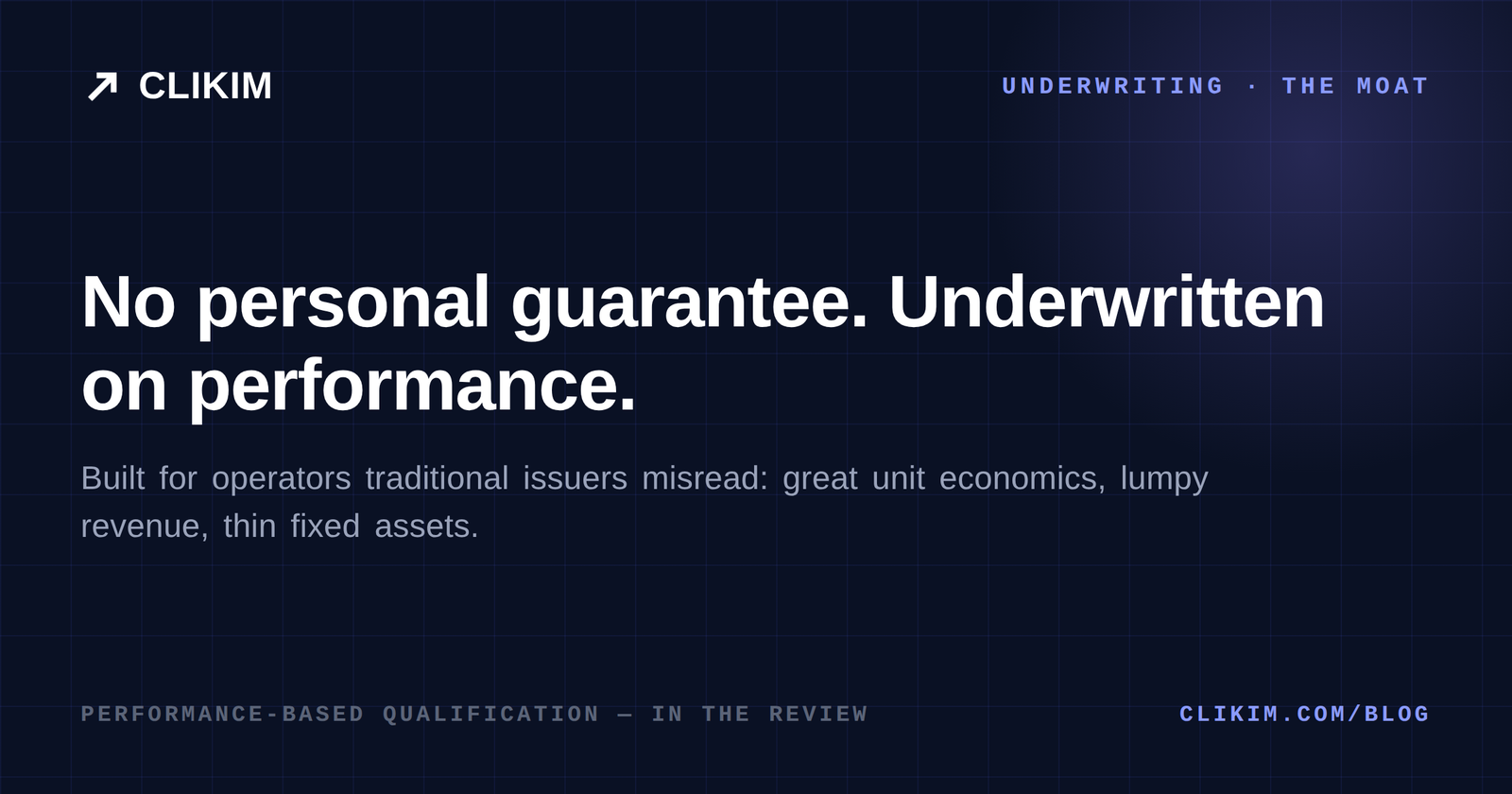 dash.fi underwrites on business performance with no personal guarantee