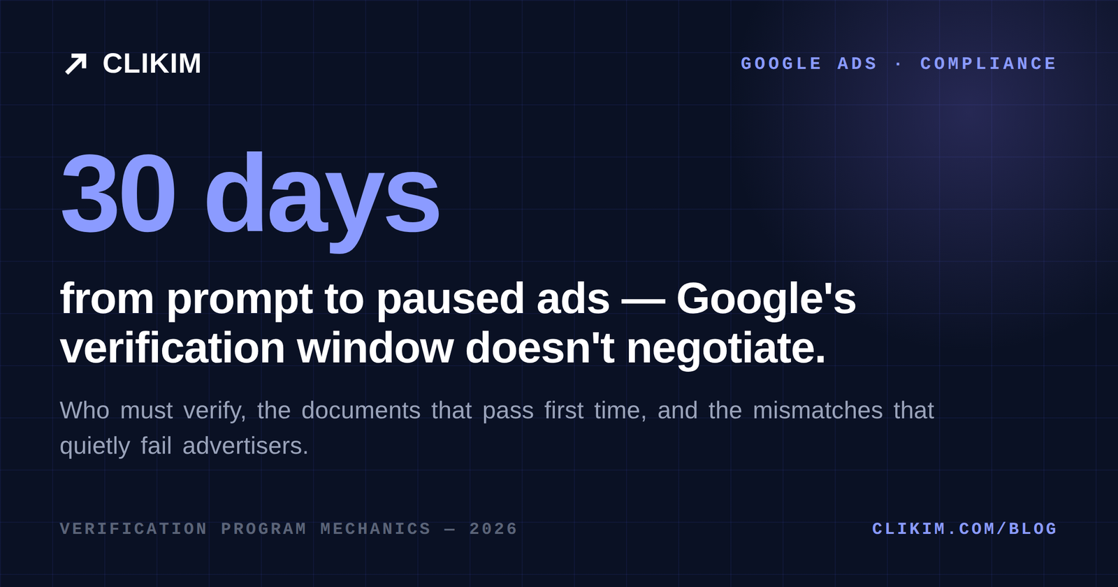 Google advertiser verification 30-day deadline and how to pass first time