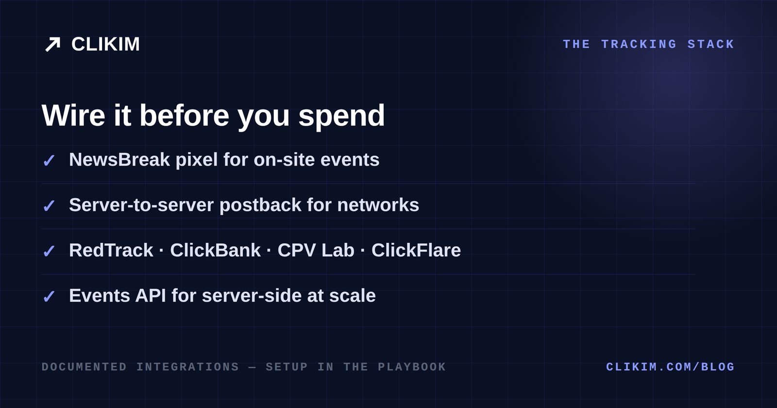 NewsBreak affiliate tracking stack — pixel, postback and tracker integrations