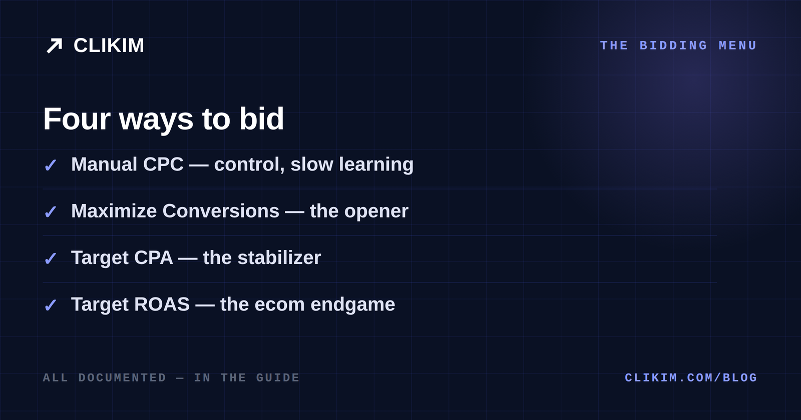The NewsBreak bidding menu — manual CPC to Target ROAS