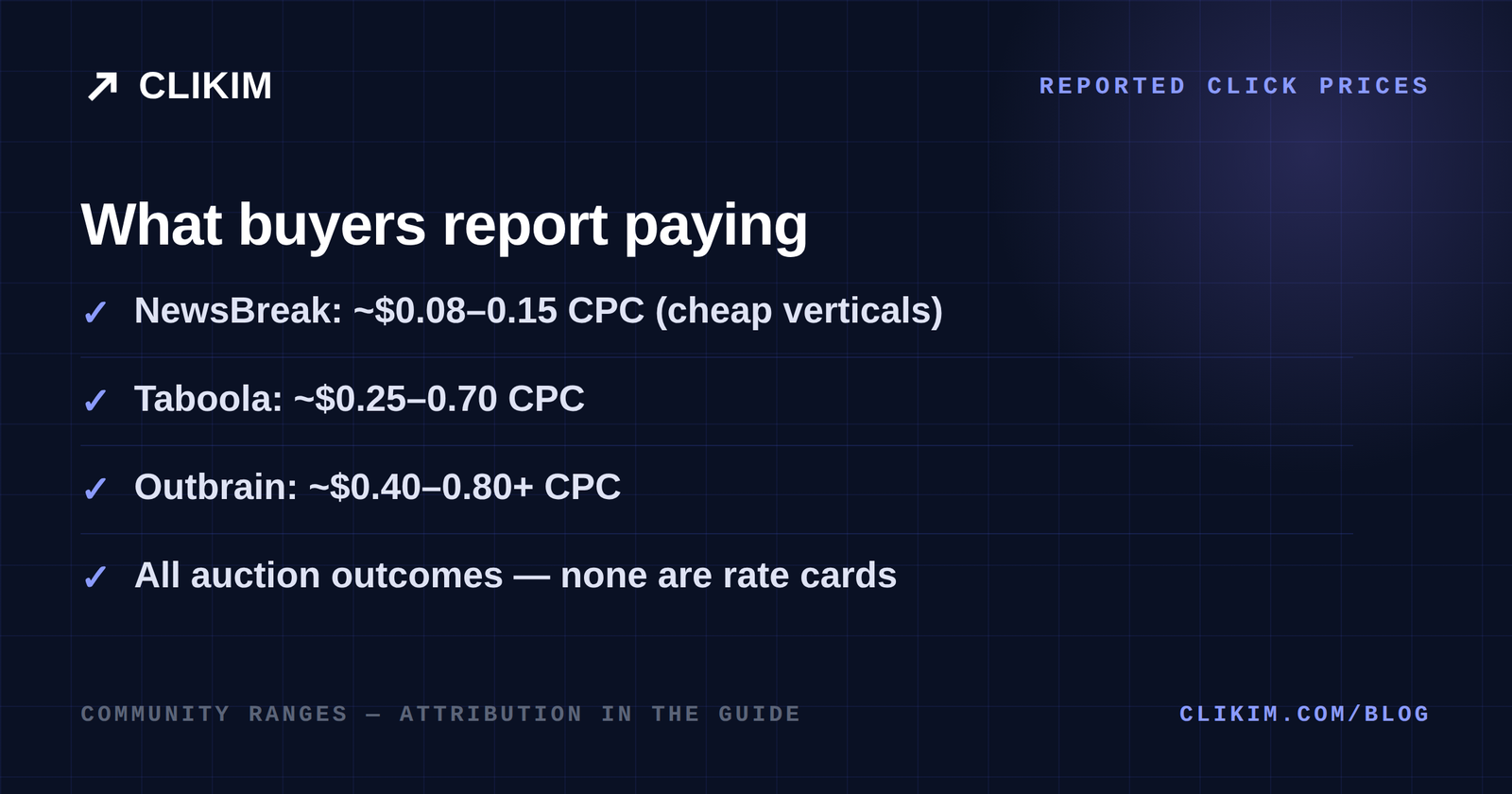Reported CPC ranges NewsBreak vs Taboola vs Outbrain