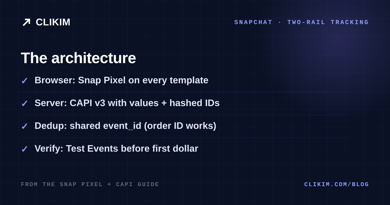 Snap Pixel plus Conversions API tracking architecture