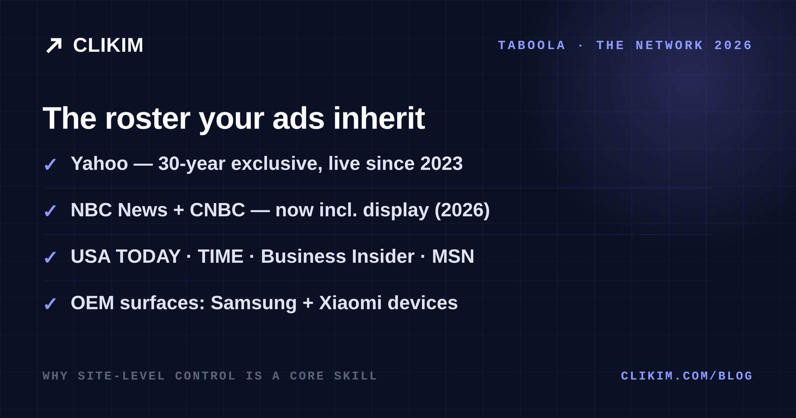 Taboola publisher network 2026: Yahoo, NBC News, USA TODAY, Business Insider and more