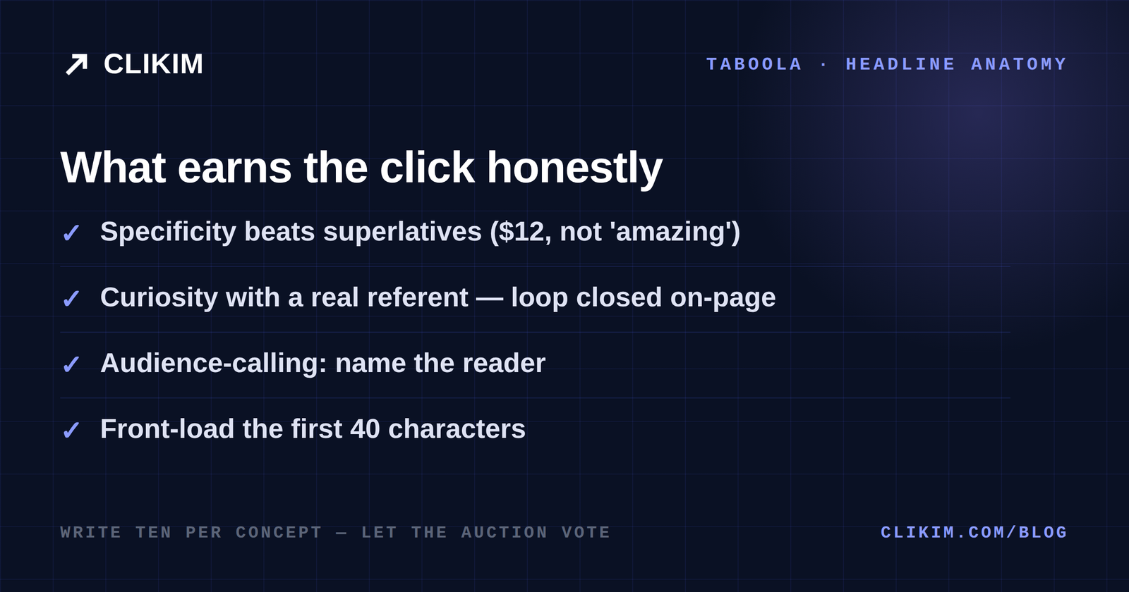 Native headline anatomy: specificity, curiosity, audience-calling